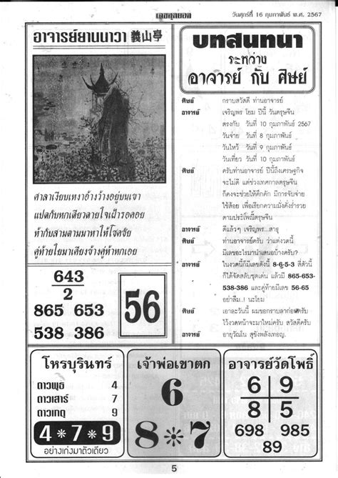 Thai Lottery 4Pc First Paper Magazine Tip 16/04/24.